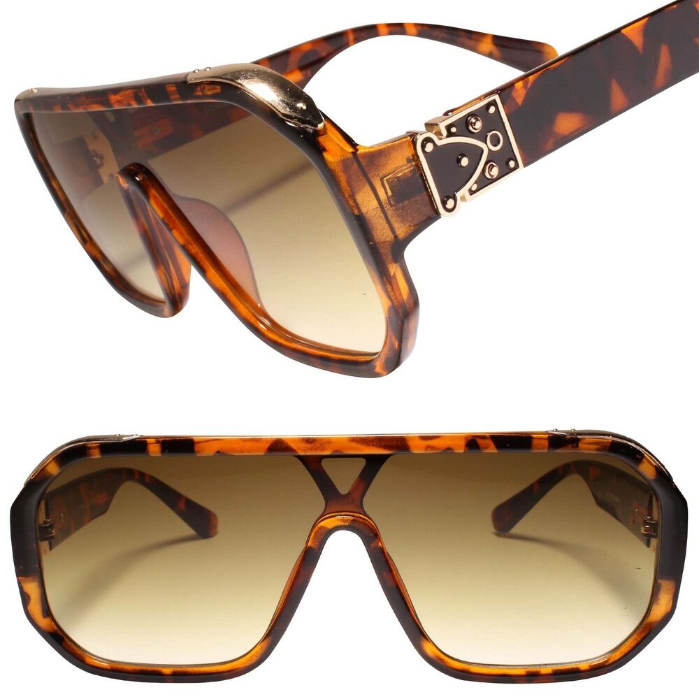 Look Rich Bling Famous  Hip Hop DJ Square Sunglasses Tortoise
